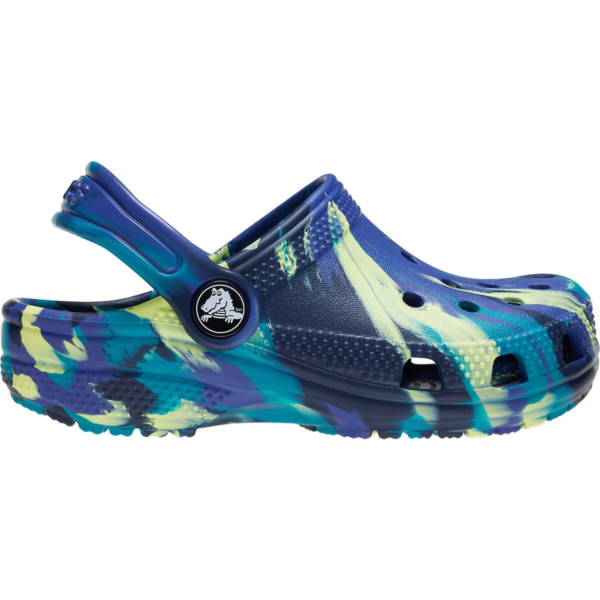 Image of Crocs Classic Marbled Clog - Kids' Navy/Turbo Teal, 3.0