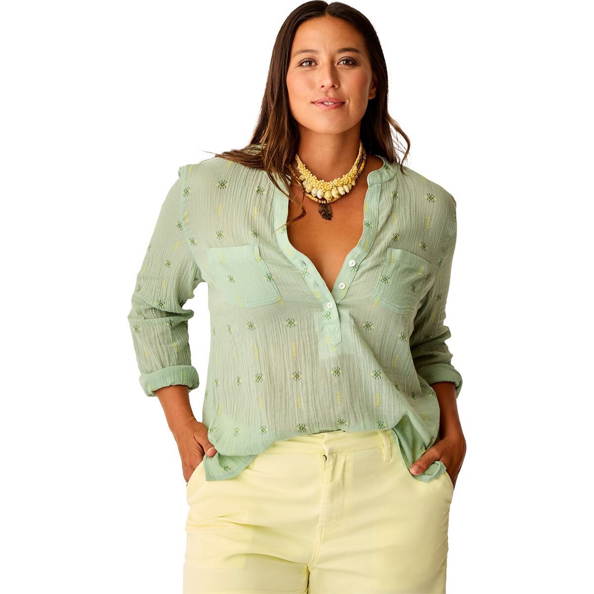 Image of Carve Designs Dylan Gauze Shirt - Women's Haze Print, XS