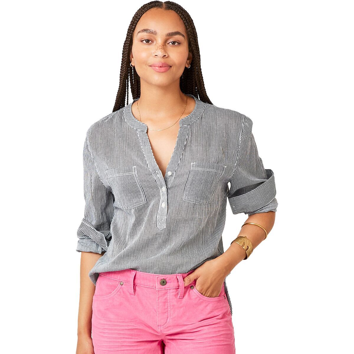 Carve Designs Dylan Gauze Shirt - Women's Navy Mini Stripe, XS