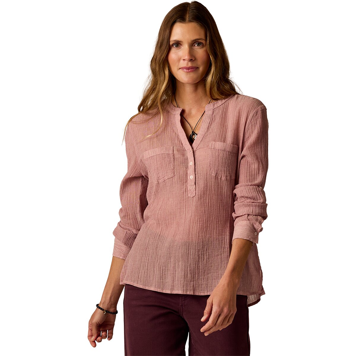 Image of Carve Designs Dylan Gauze Shirt - Women's Rouge Crossdye, S