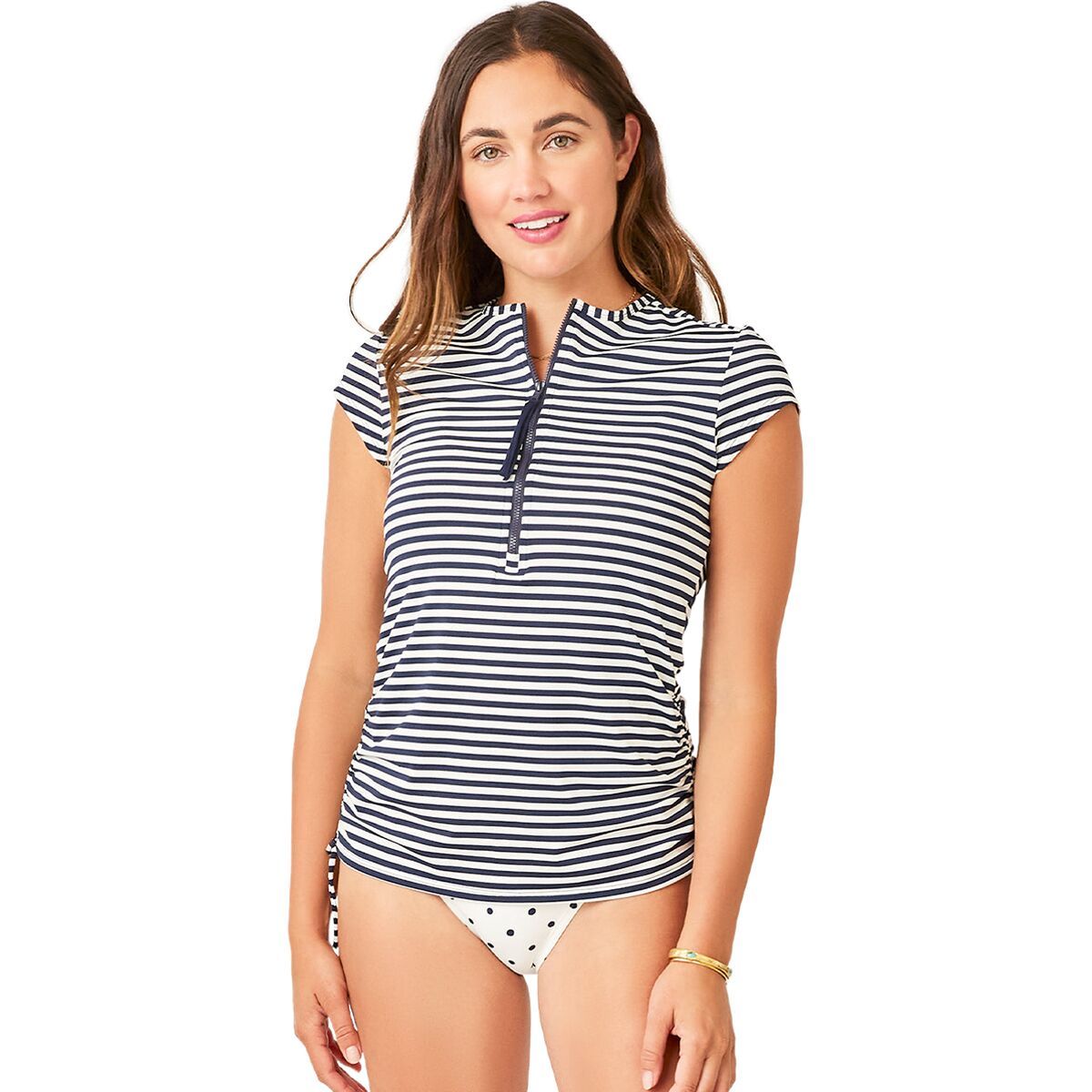 Carve Designs Dawson Short-Sleeve Rashguard - Women's Navy Stripe, XL