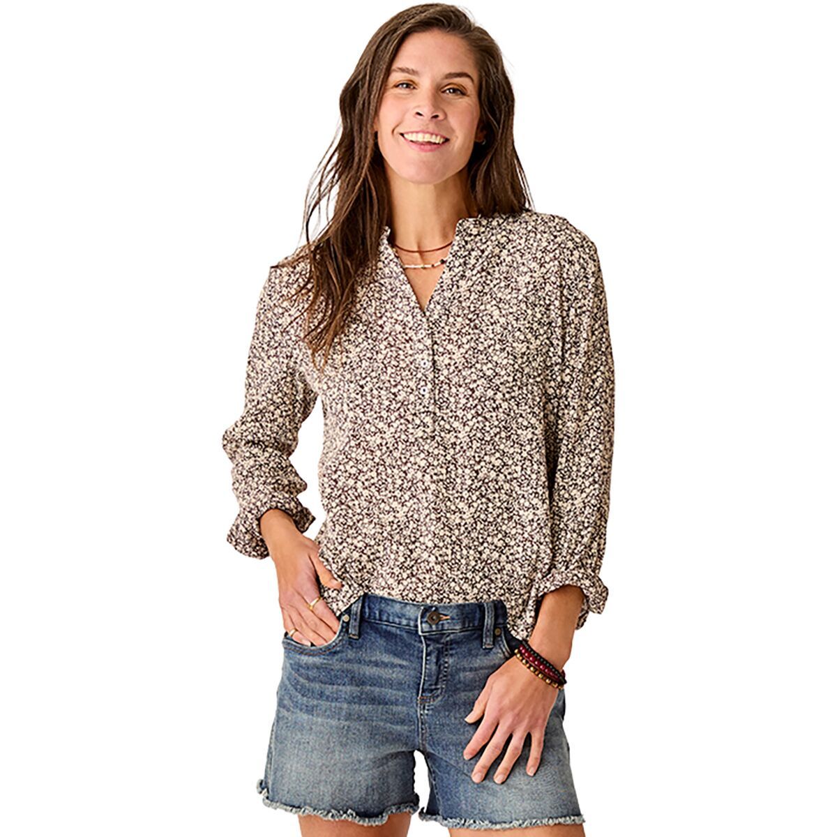 Image of Carve Designs Dylan Gauze Shirt - Women's Coffee Ditsey, S