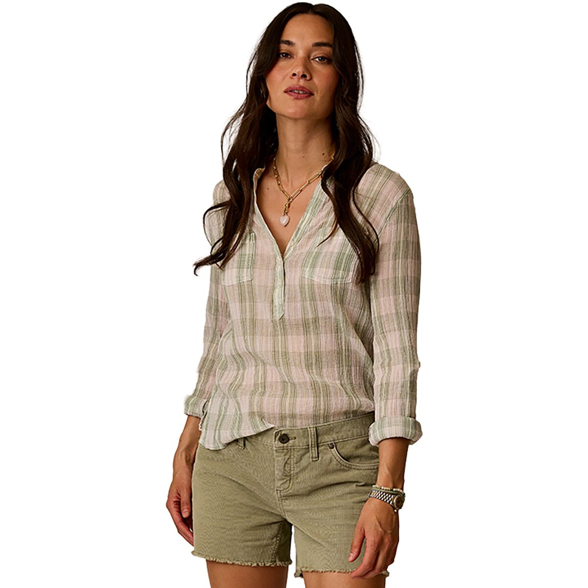 Image of Carve Designs Dylan Gauze Shirt - Women's Fatigue Multiplaid, M