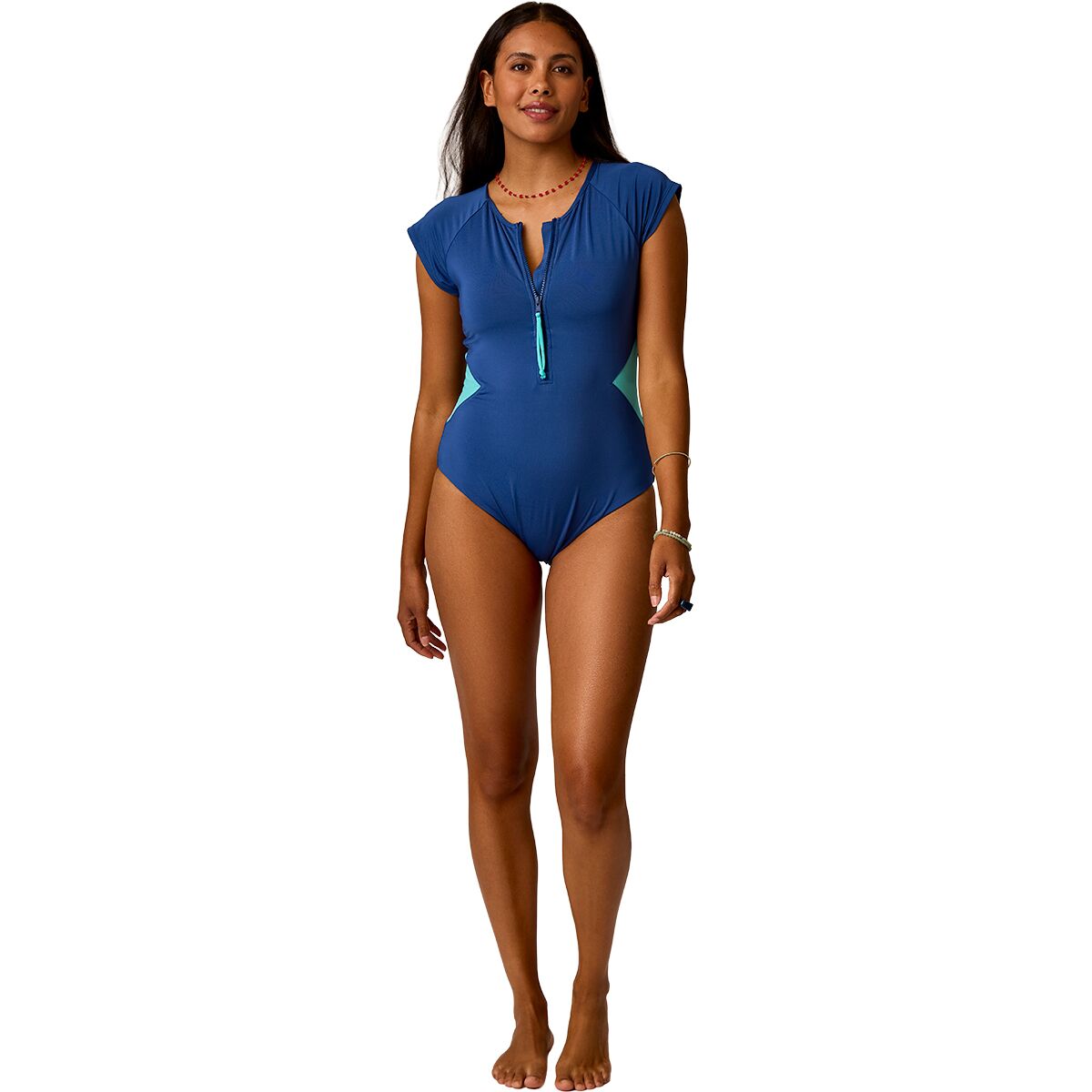 Image of Carve Designs All Day One-Piece Swimsuit - Women's Setsail/Aquamarine, M