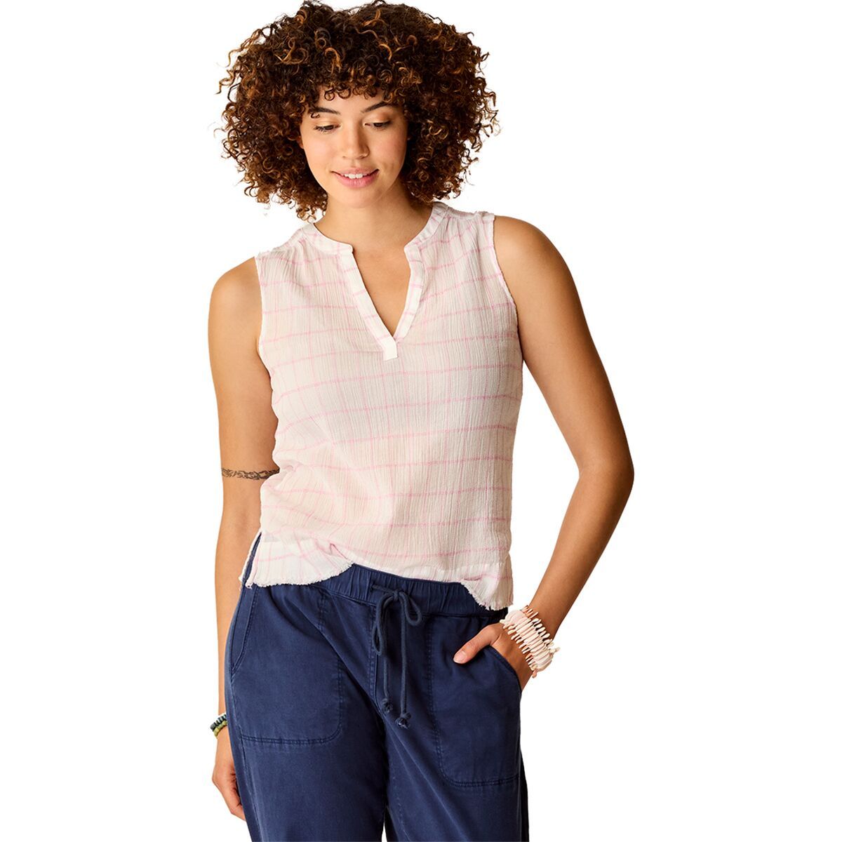 Image of Carve Designs Dylan Tank Top - Women's Hot Pink Plaid, S