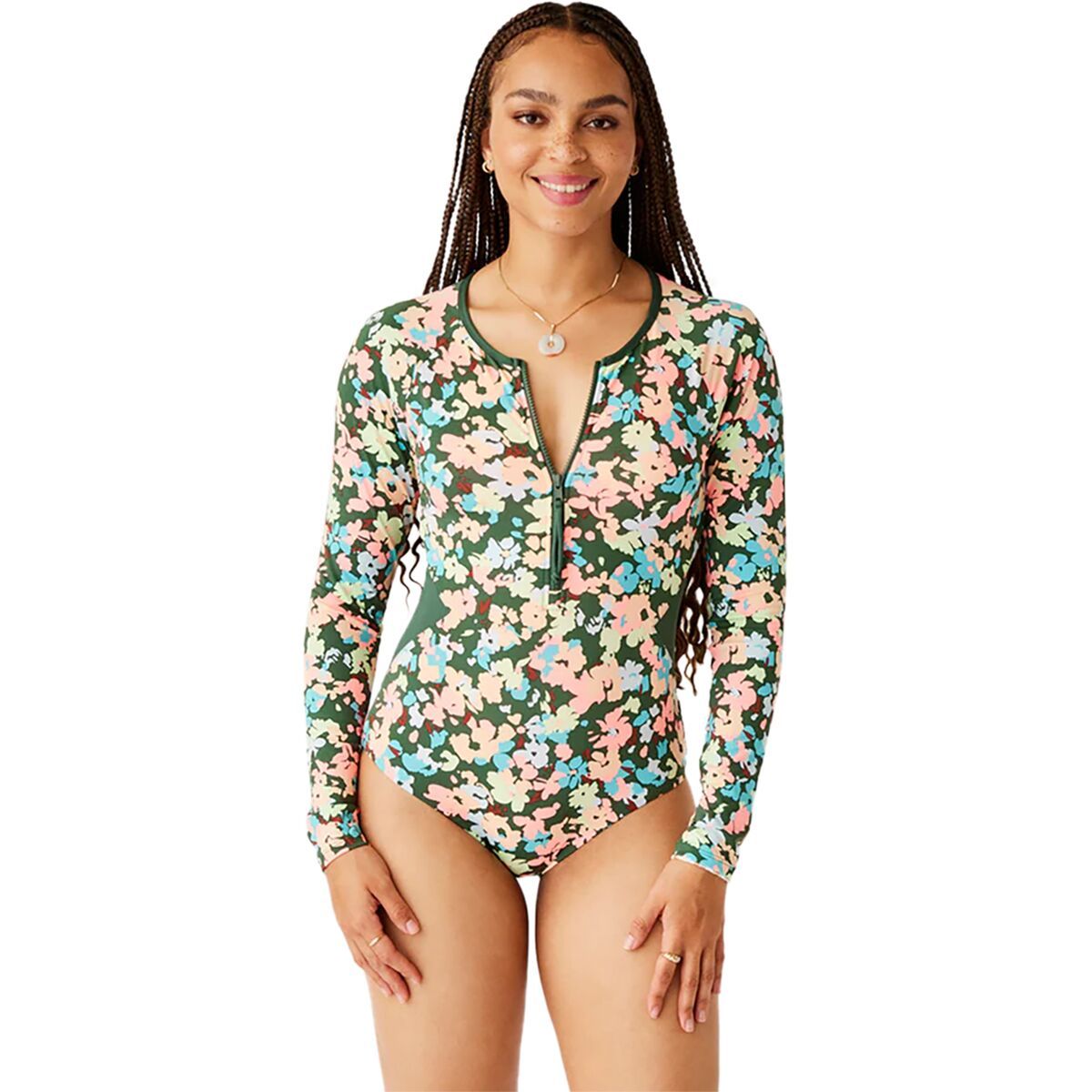 Carve Designs All Day Long-Sleeve One-Piece Swimsuit - Women's Wildflower, S