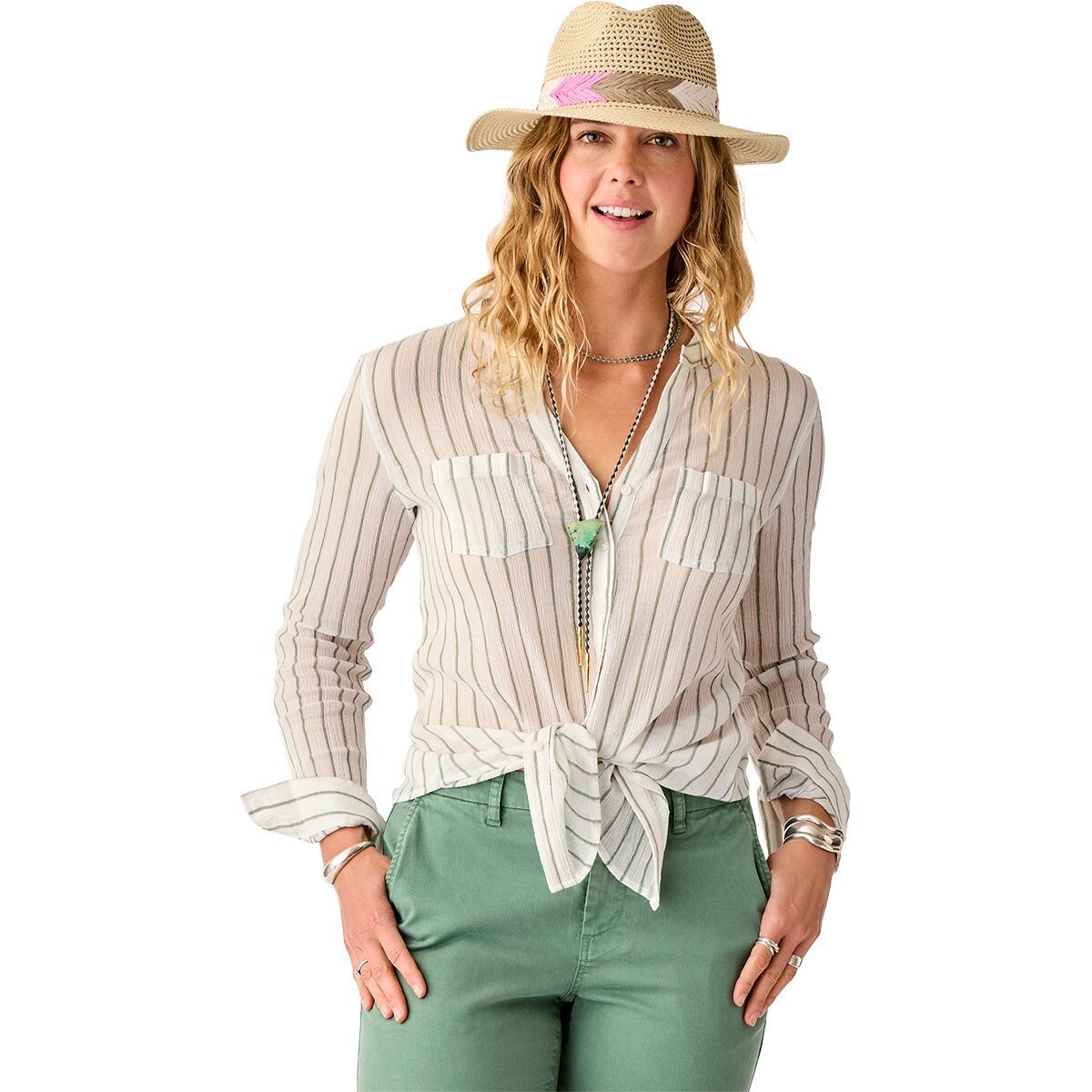 Image of Carve Designs Dylan Gauze Tunic - Women's Haze Stripe, XS