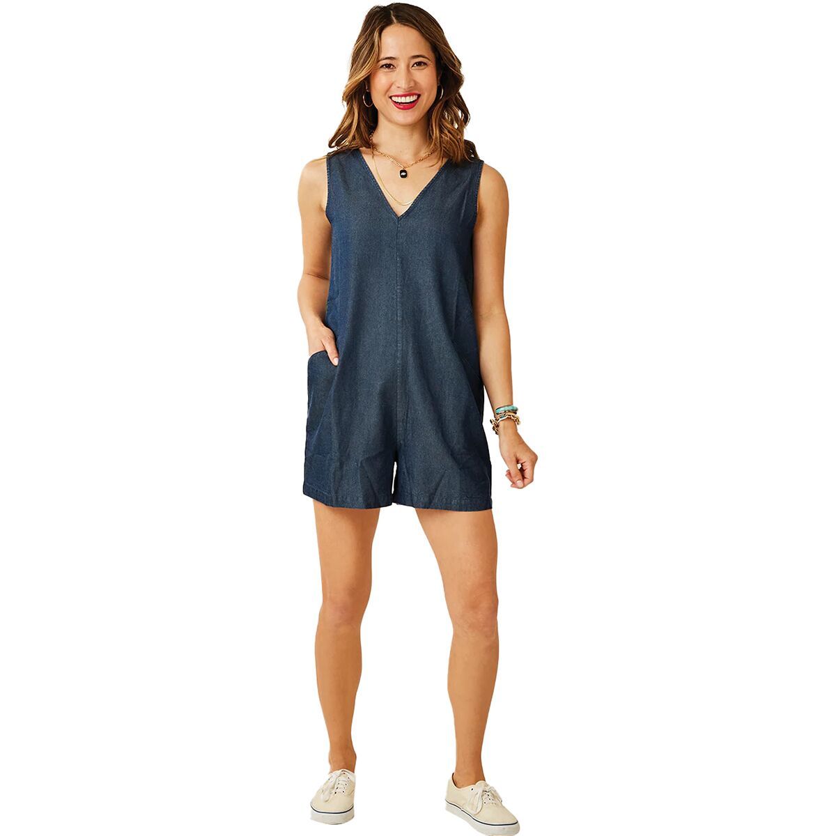 Carve Designs Giselle Romper - Women's Dark Chambray, XS