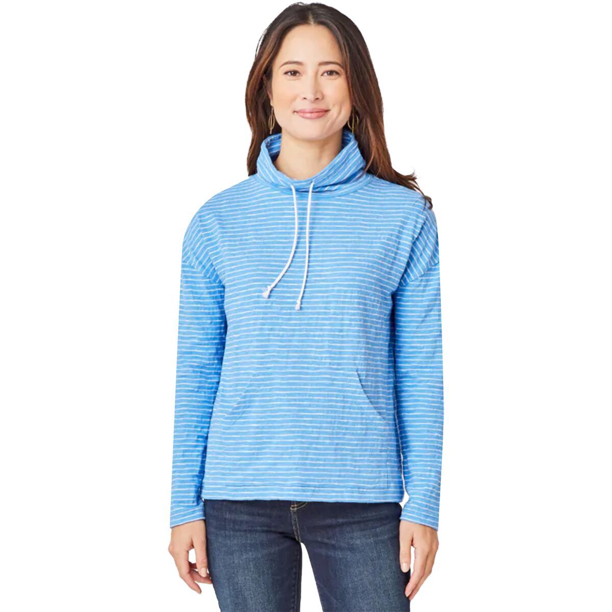 Carve Designs Bodie Funnel Neck Top - Women's Bluebay Stripe, S