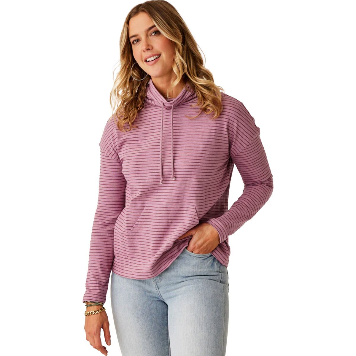 Carve Designs Bodie Funnel Neck Top - Women's Orchid Stripe, XL