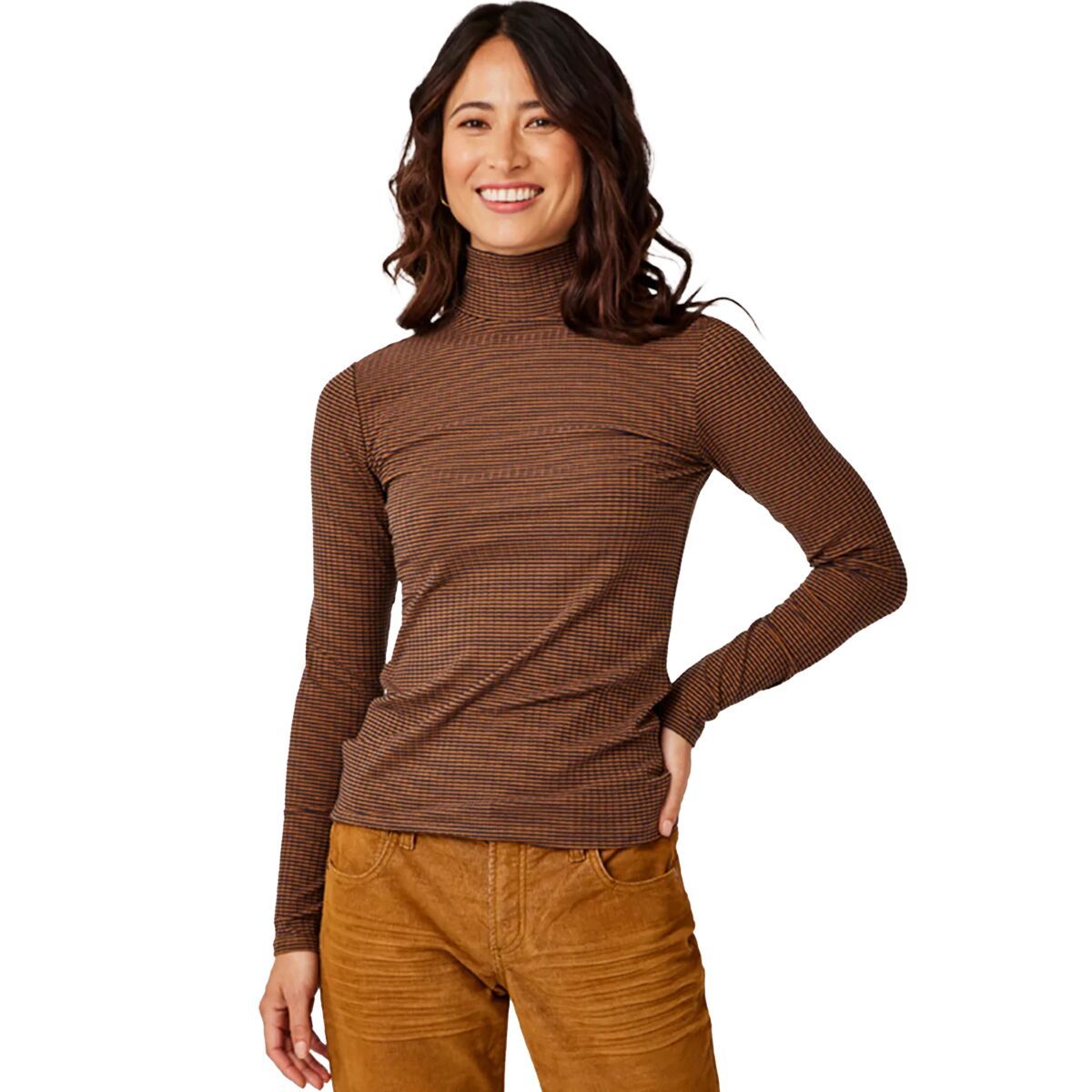 Carve Designs Denise Turtleneck - Women's Cocoa Mini Stripe, XXS