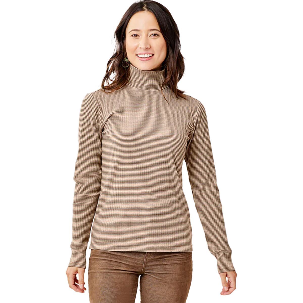 Carve Designs Denise Turtleneck - Women's Dark Brown Stripe, XL