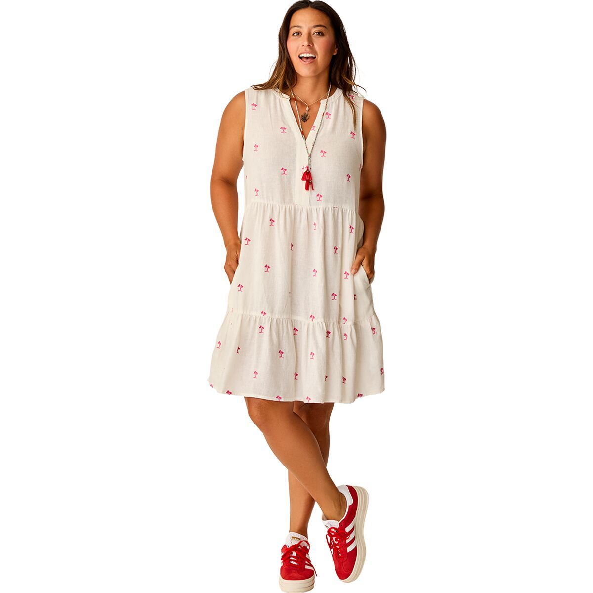 Image of Carve Designs Nellie Linen Dress - Women's Palm Embroidered, XS