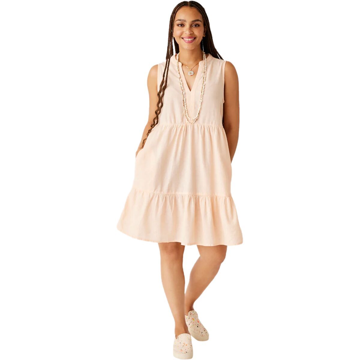 Carve Designs Nellie Linen Dress - Women's Peach Chambray, M