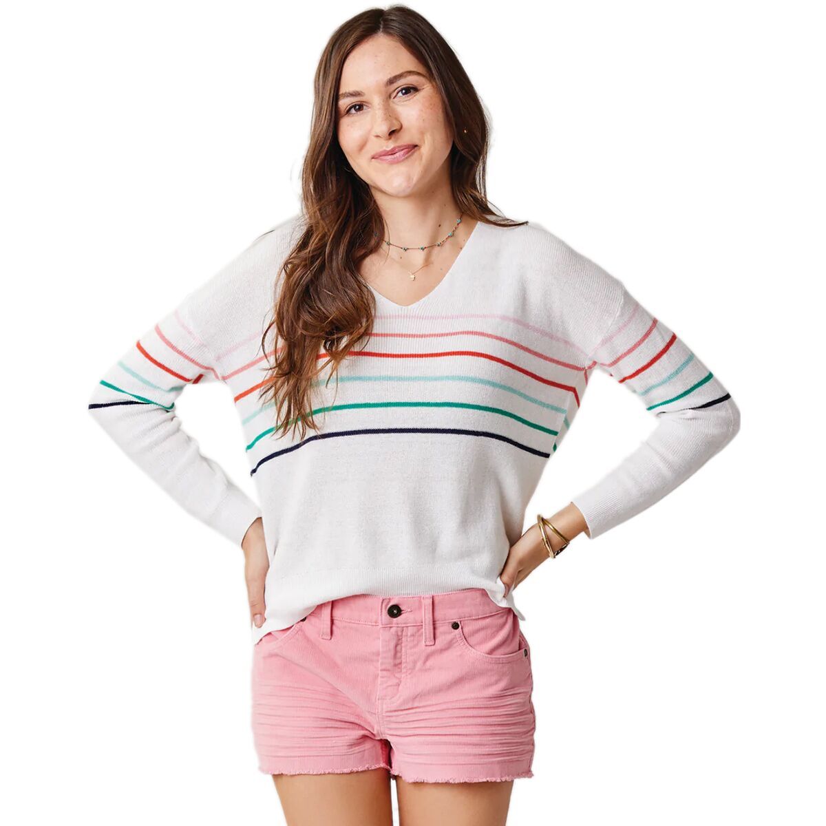 Carve Designs Zella Pullover Sweater - Women's Cloud Stripe, S