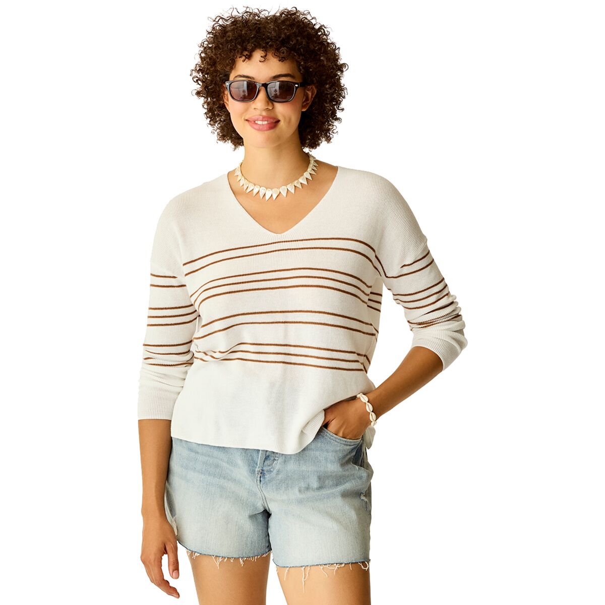 Carve Designs Carve Designs Zella Pullover Sweater - Women's Neutral Stripe, S