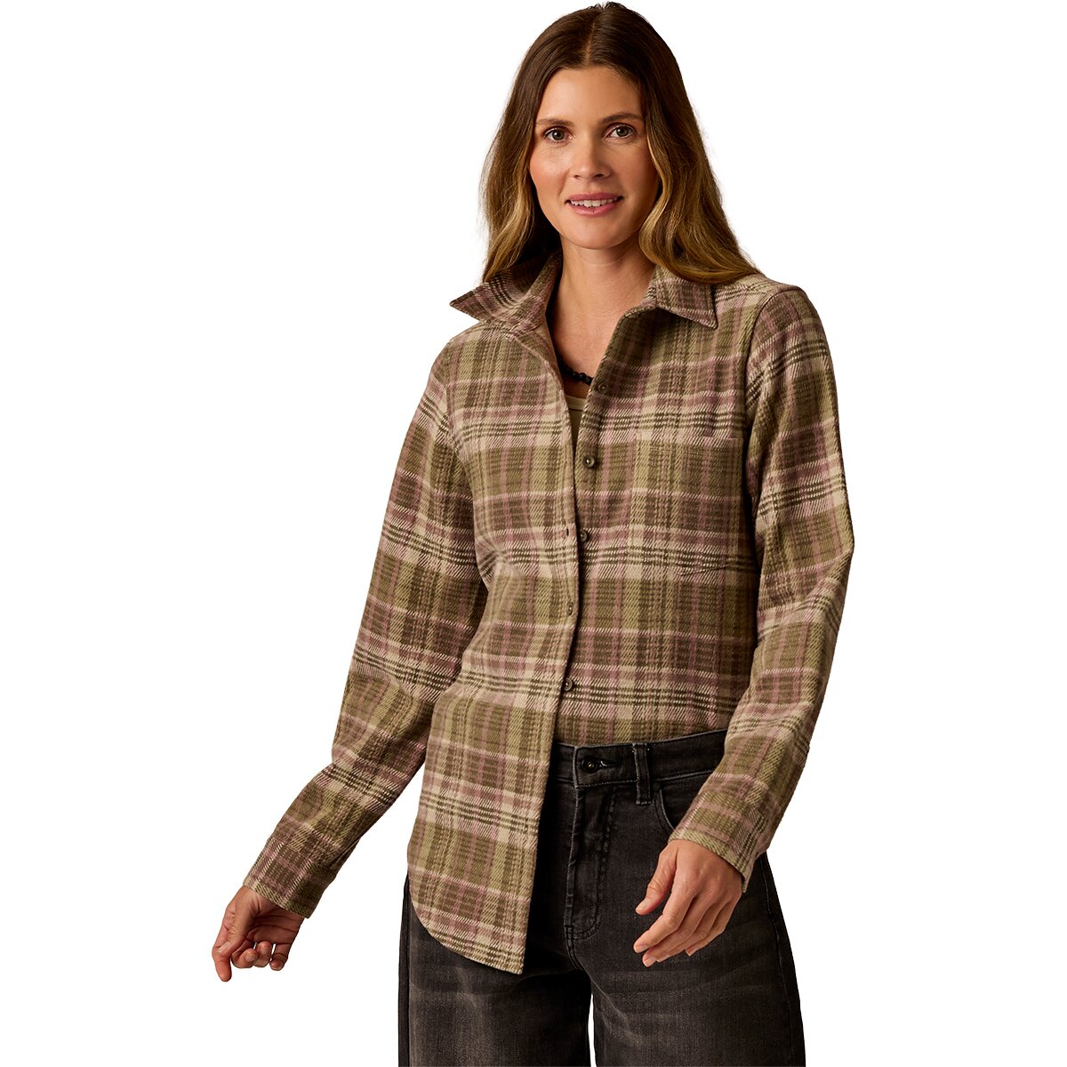 Image of Carve Designs Fairbanks Supersoft Shirt - Women's Dark Olive Plaid, XL