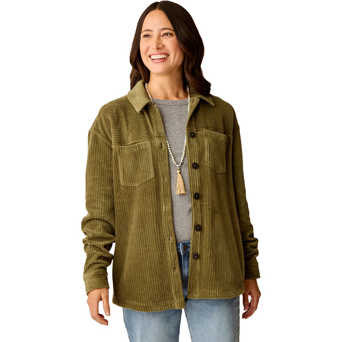 Image of Carve Designs Hudson Stretch Cord Shacket - Women's Fir, L