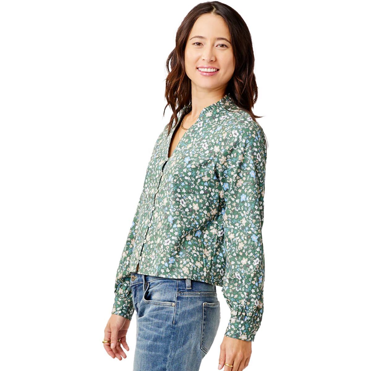 Carve Designs Reagan Twill Long-Sleeve Top - Women's Cilantro Floral, M