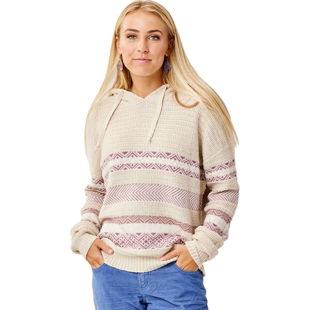 Carve Designs Stowe Hooded Fairisle Sweater - Women's Birch, S