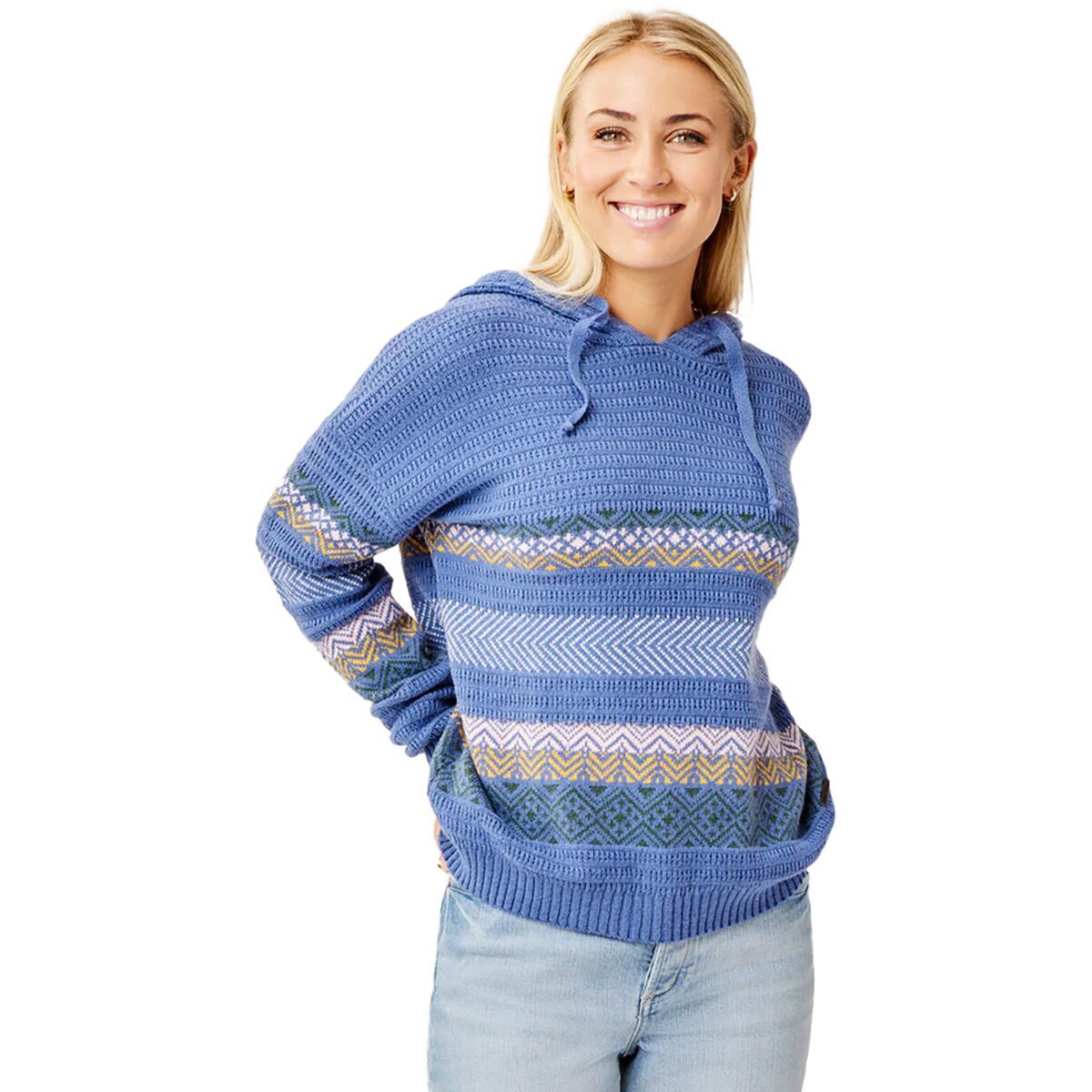 Carve Designs Stowe Hooded Fairisle Sweater - Women's Coastal, XS