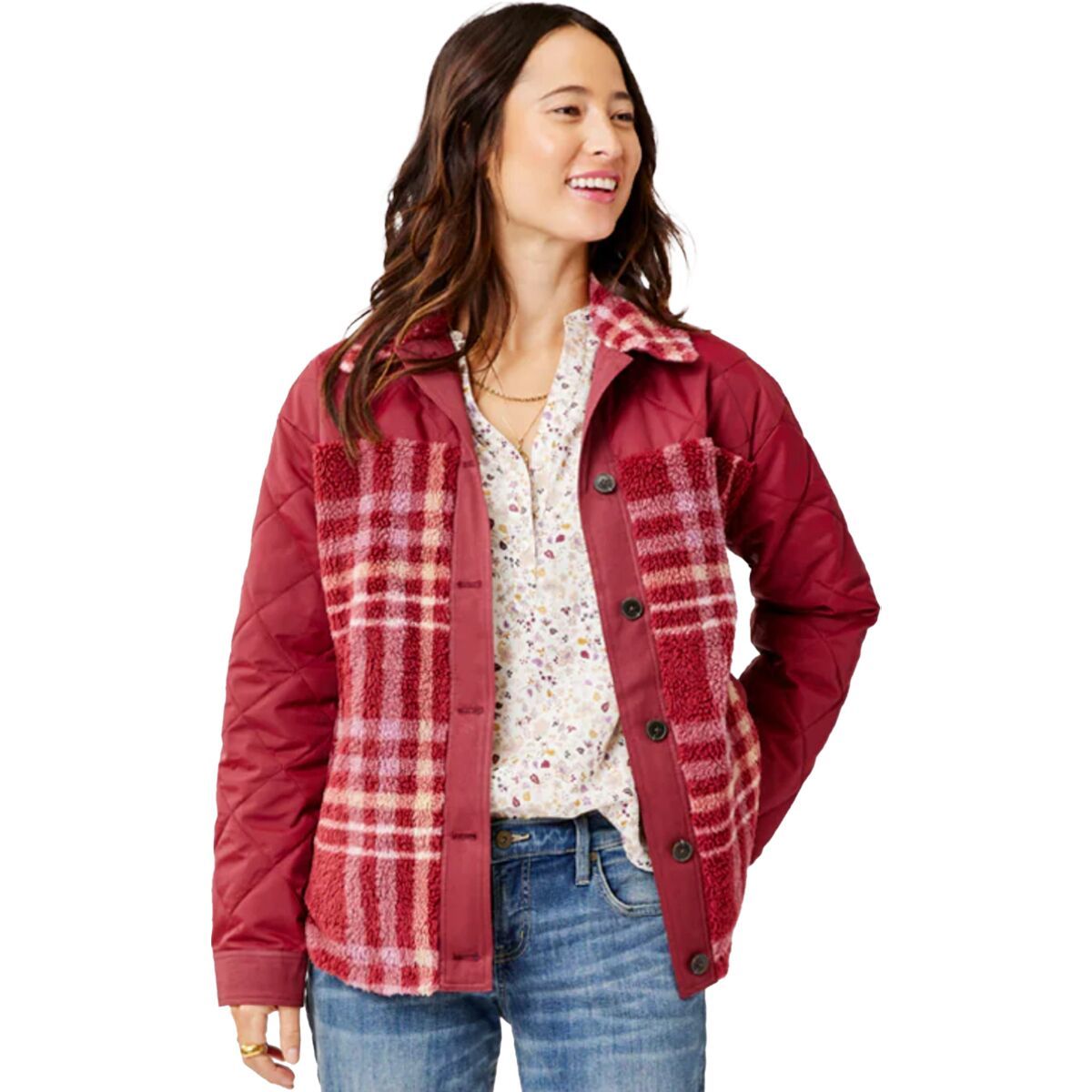 Carve Designs Vineyard Shacket - Women's Brick Plaid, M