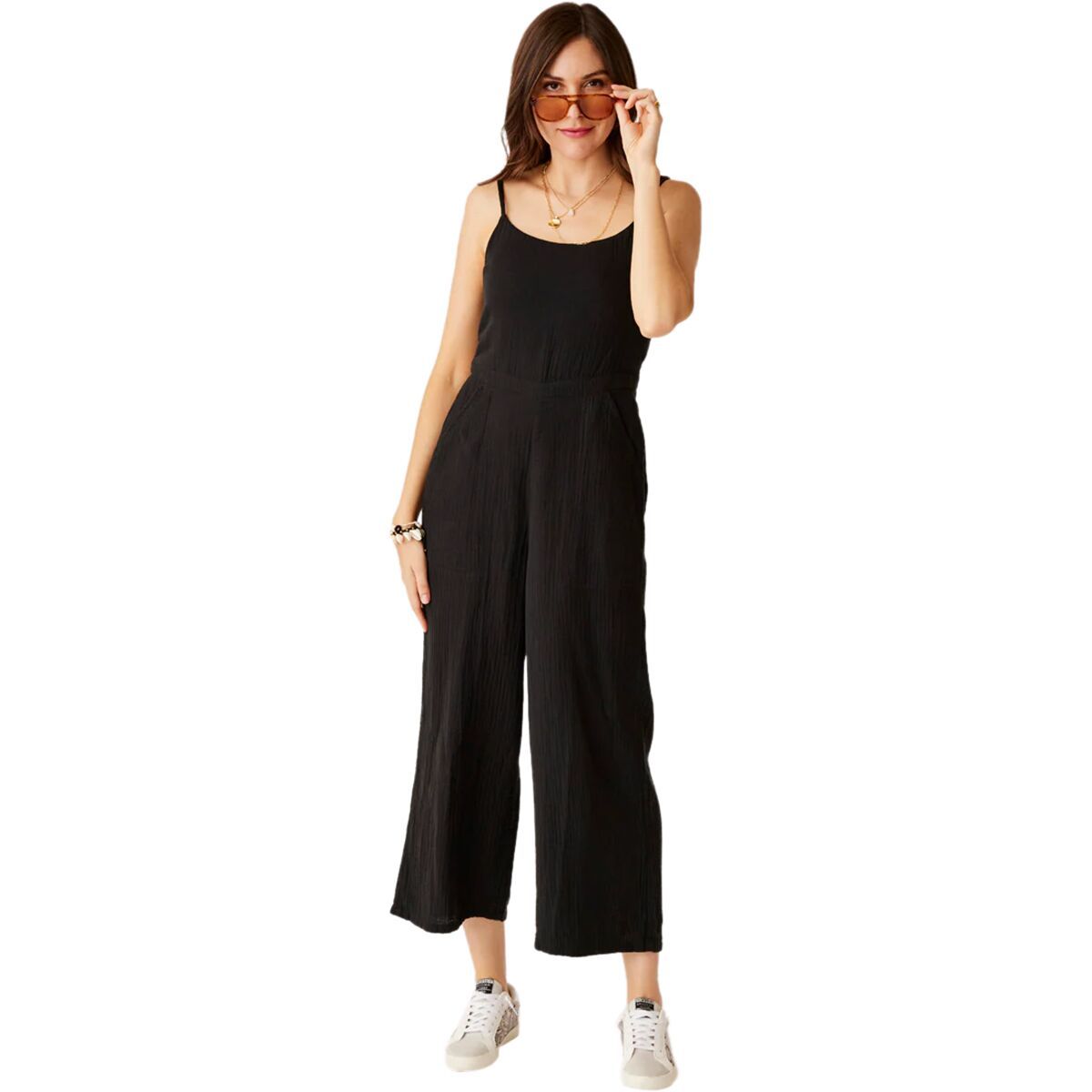 Image of Carve Designs Knox Gauze Jumpsuit - Women's Black, XS