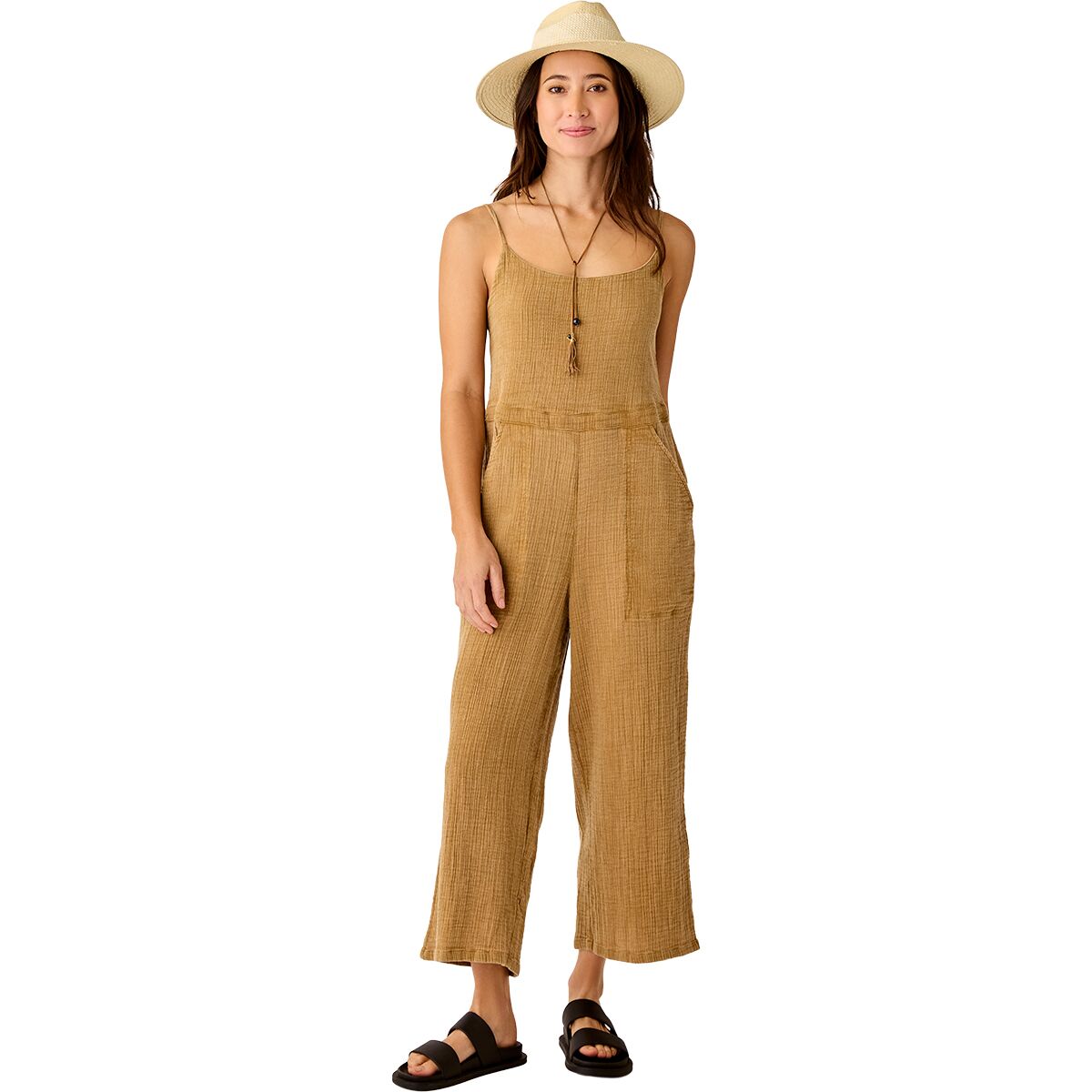 Image of Carve Designs Knox Gauze Jumpsuit - Women's Golden, S