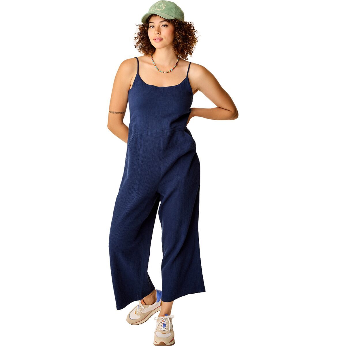 Image of Carve Designs Knox Gauze Jumpsuit - Women's Navy, L