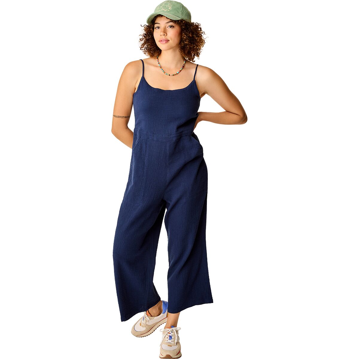 Image of Carve Designs Knox Gauze Jumpsuit - Women's Navy, XS