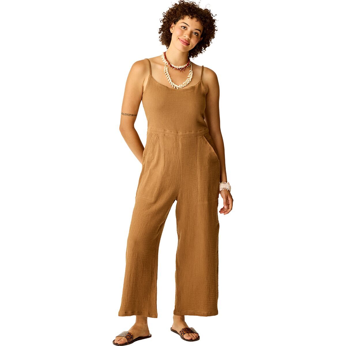 Image of Carve Designs Knox Gauze Jumpsuit - Women's Rum, XS