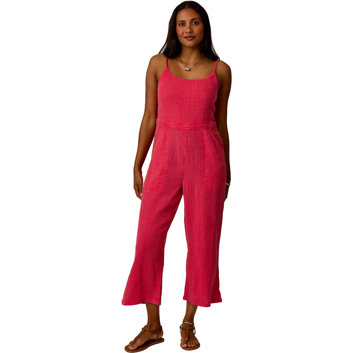 Image of Carve Designs Knox Gauze Jumpsuit - Women's Watermelon, XS
