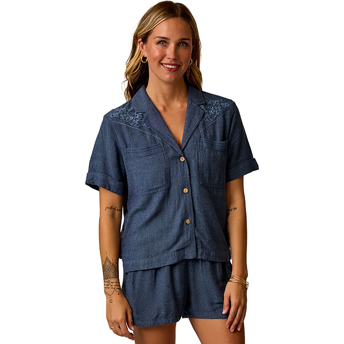 Image of Carve Designs Luca Linen Shirt - Women's Captain Chambray, XS
