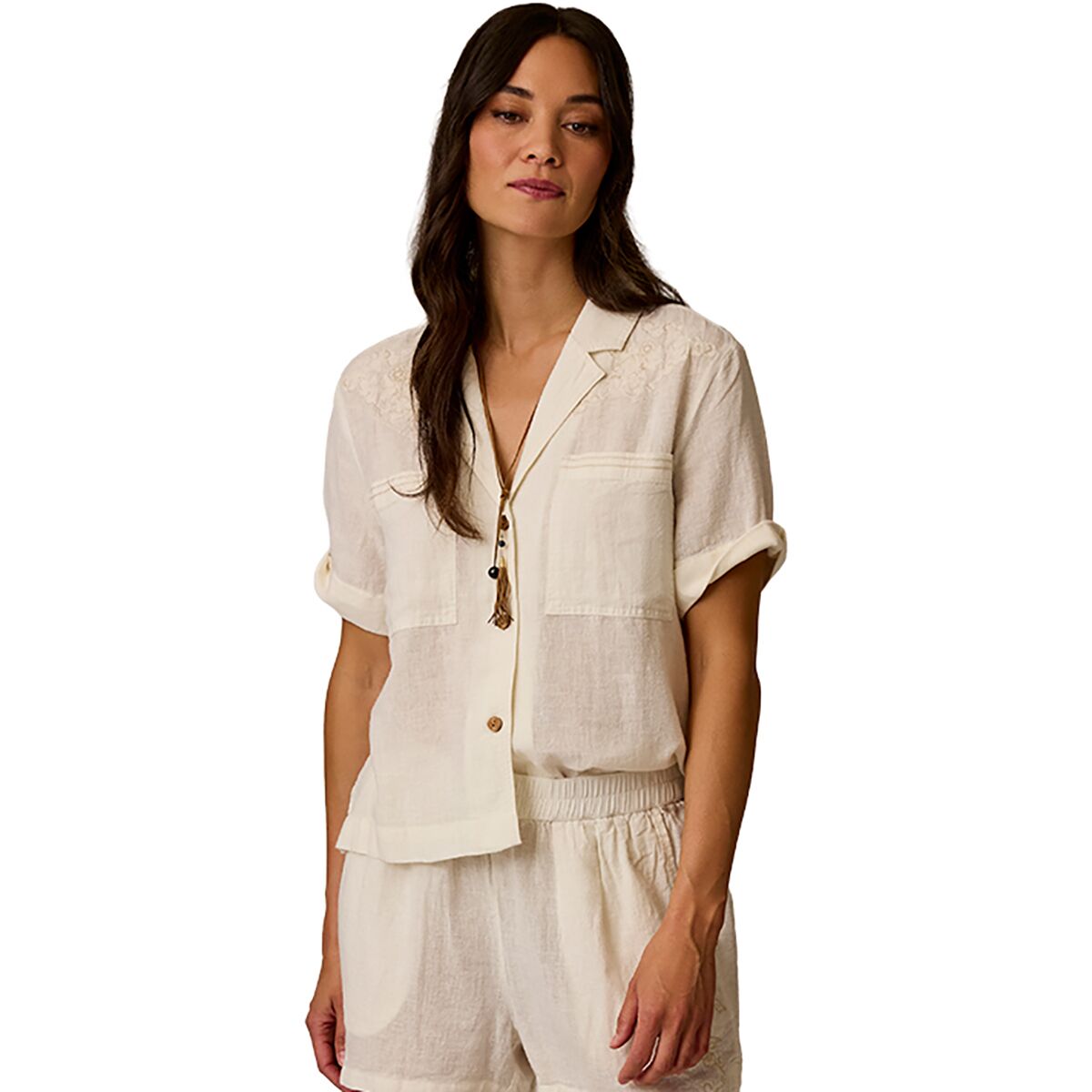 Image of Carve Designs Luca Linen Shirt - Women's Cloud Chambray, XS