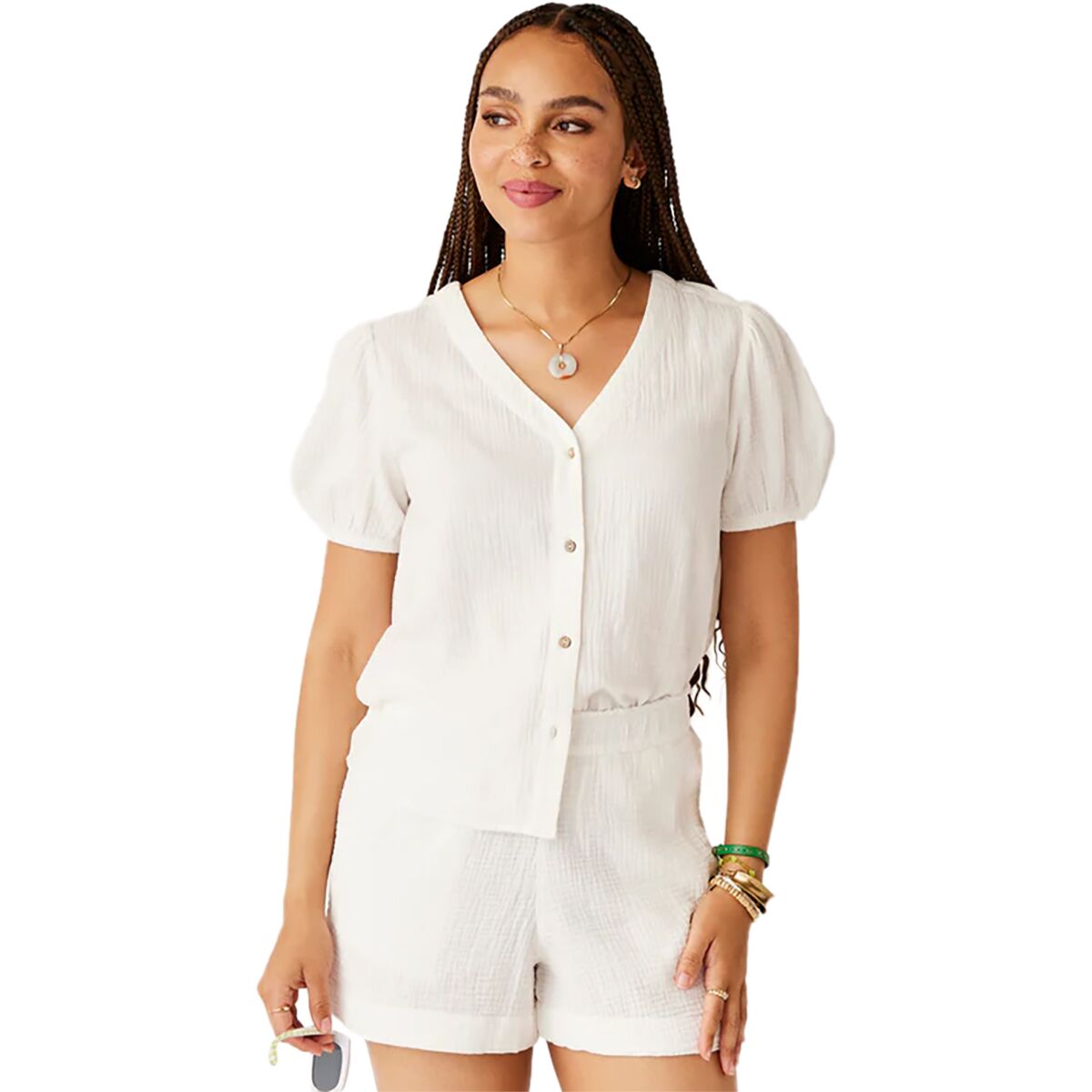Carve Designs Carve Designs Milo Gauze Top  - Women's Cloud, M