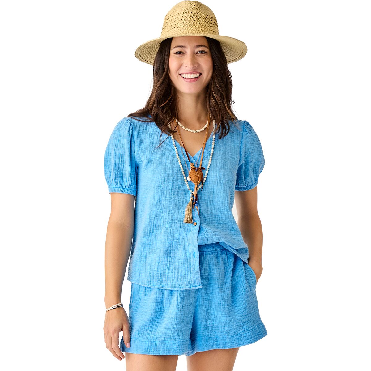 Image of Carve Designs Milo Gauze Top - Women's Lagoon, S