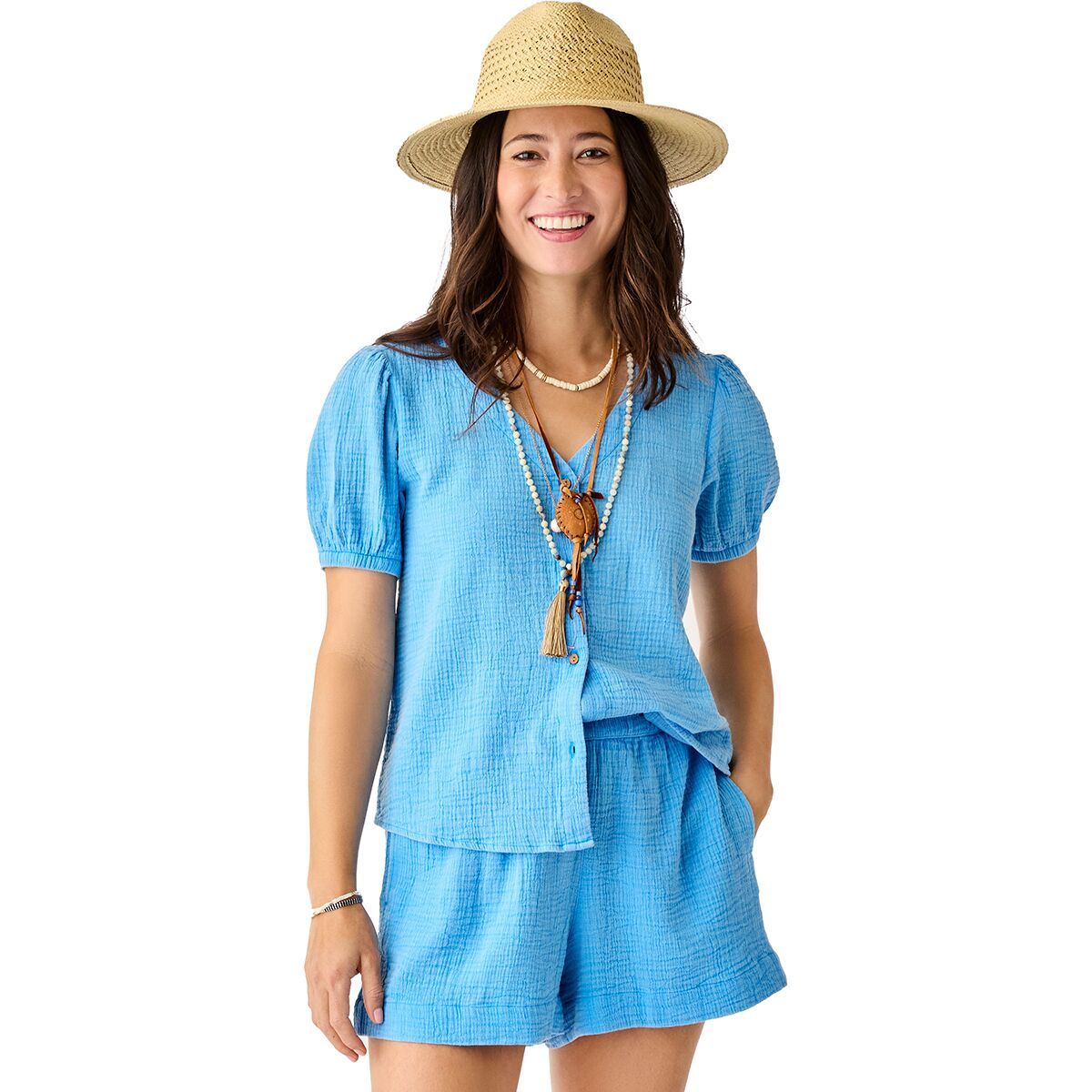 Image of Carve Designs Milo Gauze Top - Women's Lagoon, S