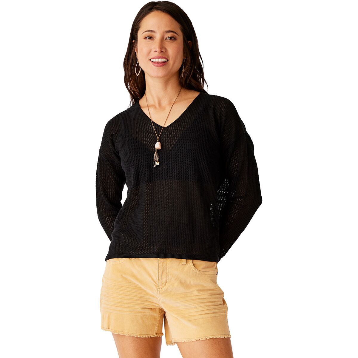 Image of Carve Designs Zella Mesh Pullover - Women's Black, M