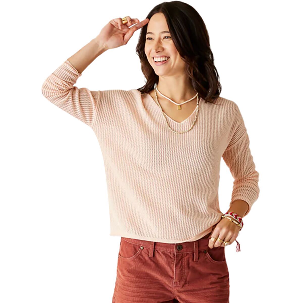 Carve Designs Zella Mesh Pullover - Women's Peach, S