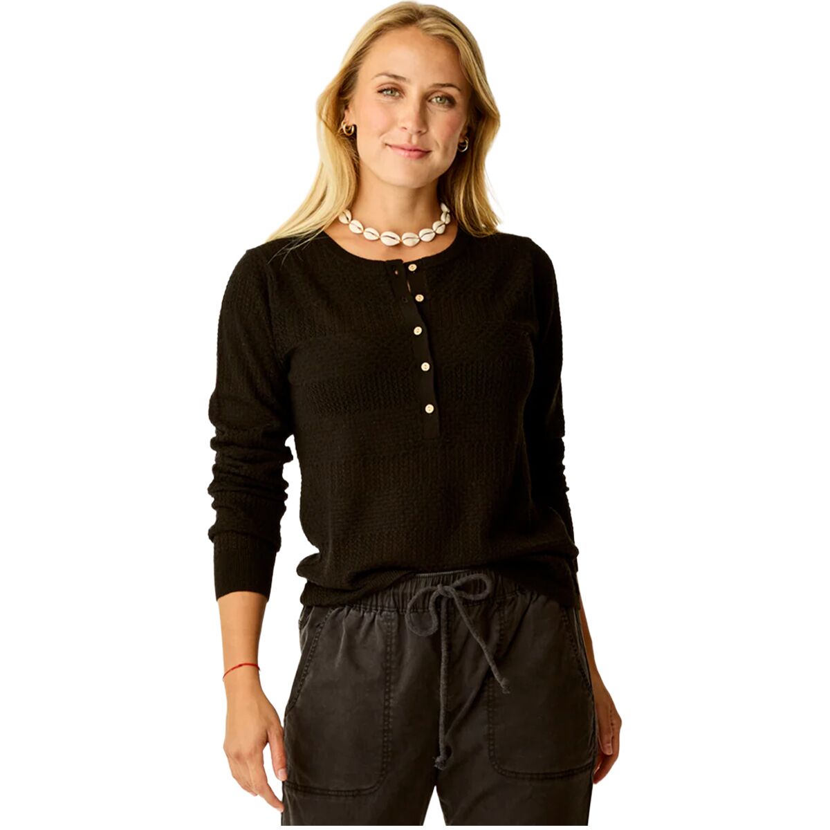 Image of Carve Designs Amara Pointelle Sweater - Women's Black, XS