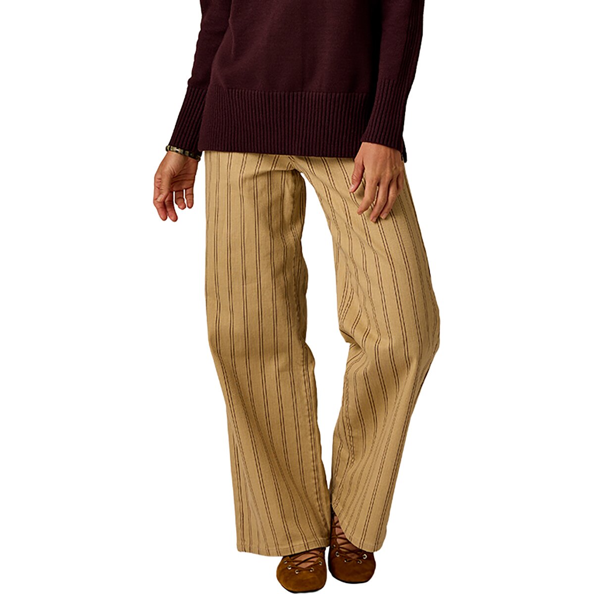 Image of Carve Designs Audrey Wide Leg Pant - Women's Rose Taupe Stripe, 10