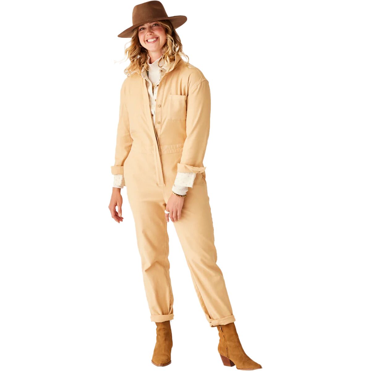Image of Carve Designs Bedford Jumpsuit - Women's Camel, L