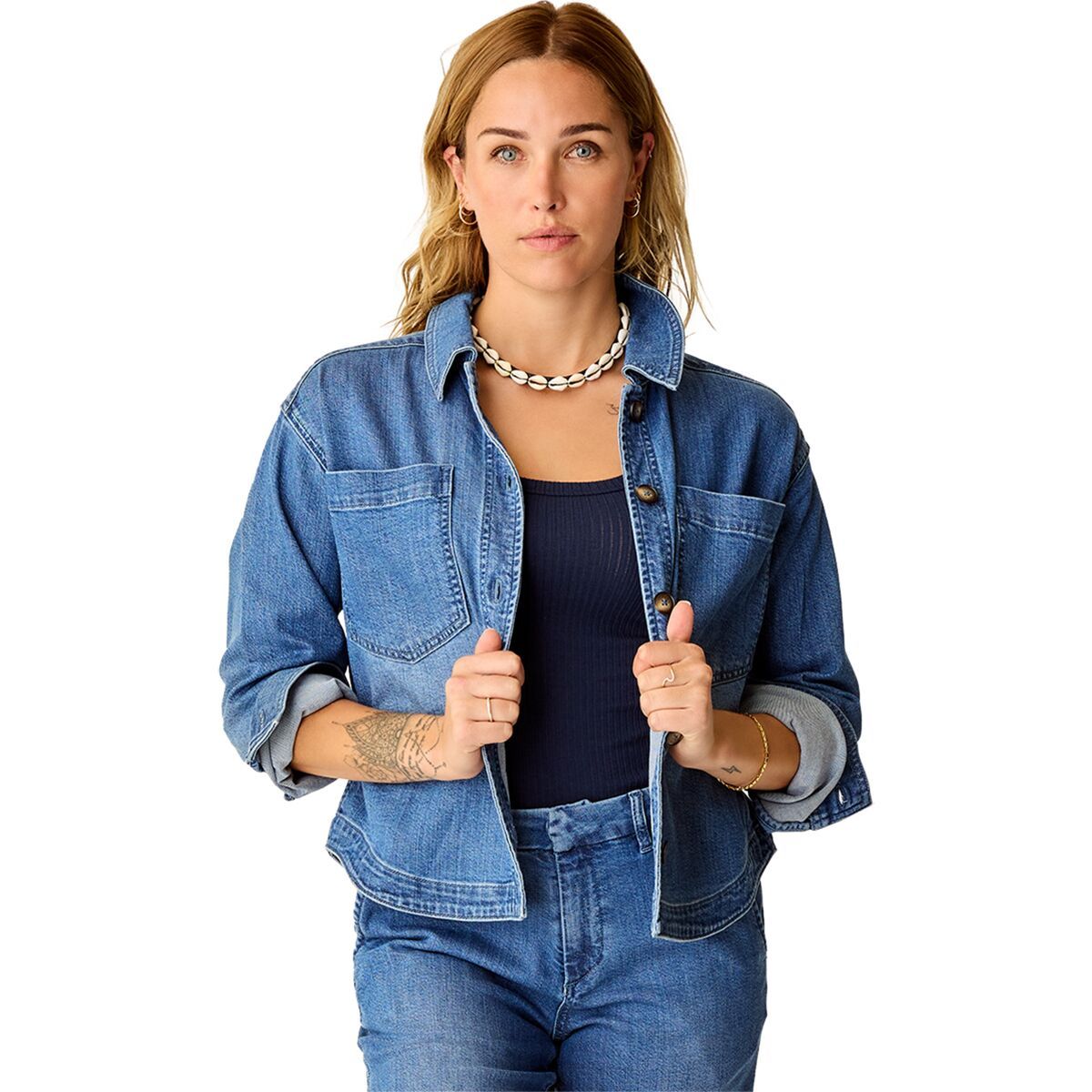 Image of Carve Designs Flora Denim Shacket - Women's Magnolia, M