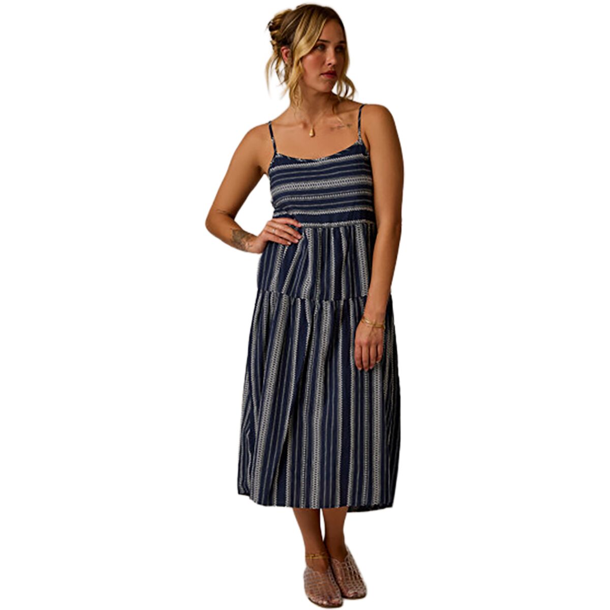 Image of Carve Designs Jacey Textured Dress - Women's Navy Jacquard, L