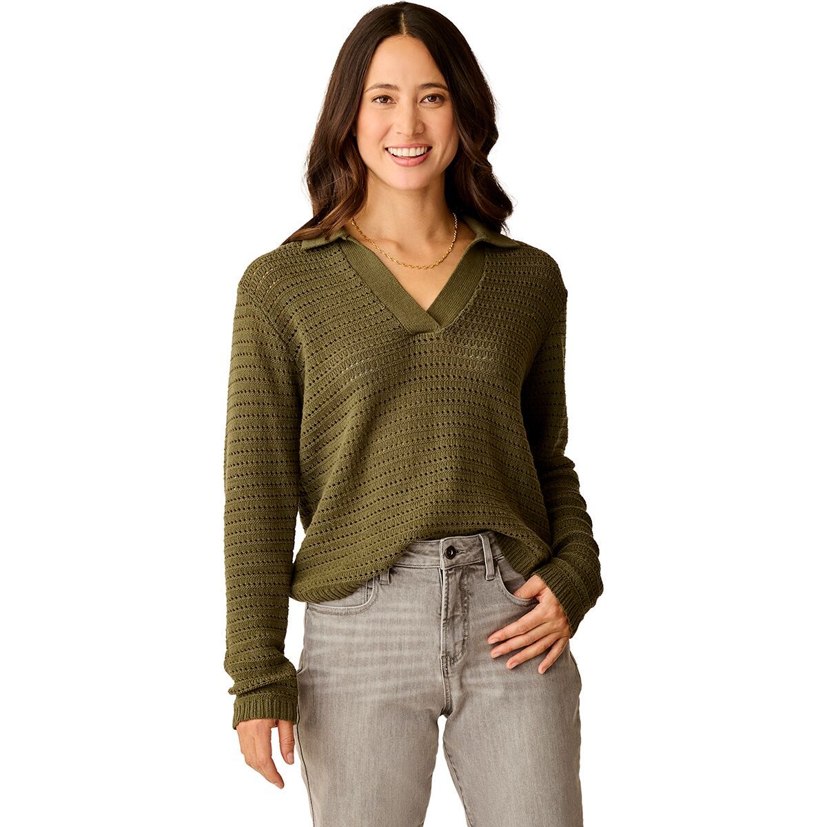 Carve Designs Morgan Polo Sweater - Women's Fir, XL
