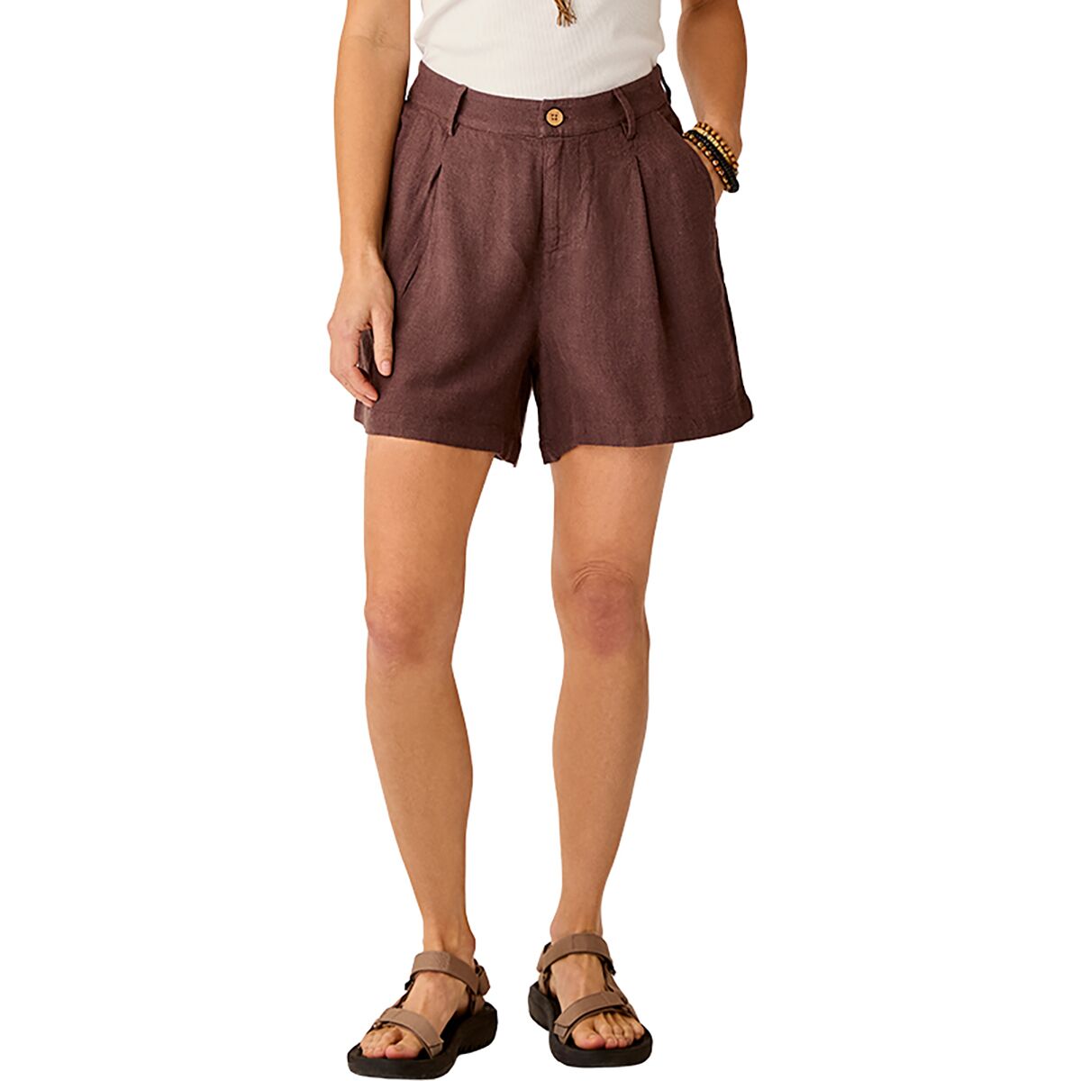 Image of Carve Designs Suki Linen Short - Women's Coffee Chambray, M