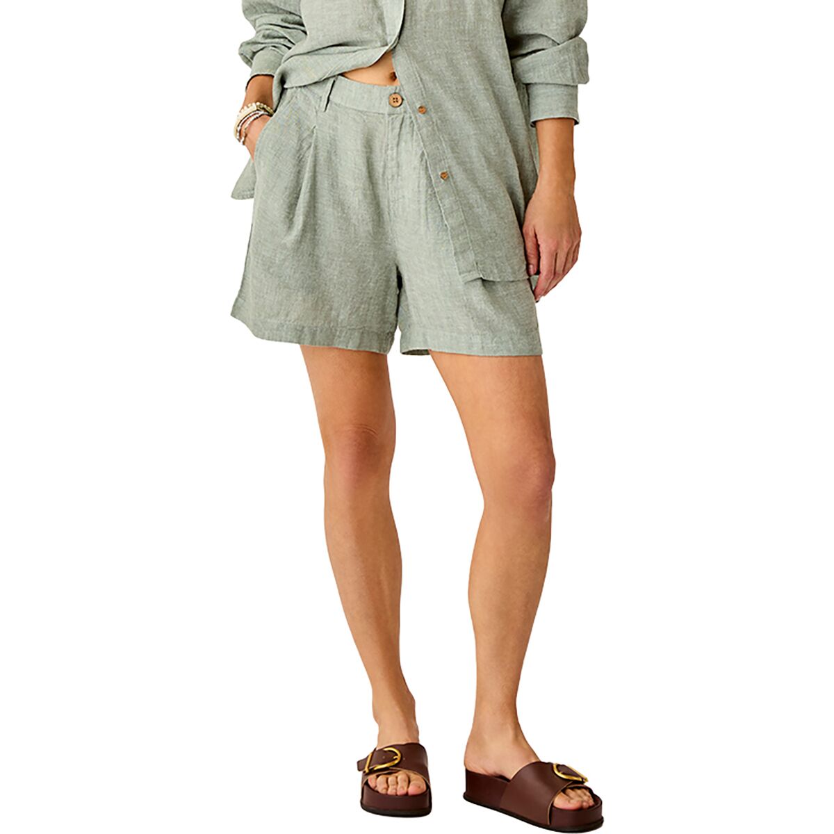 Image of Carve Designs Suki Linen Short - Women's Fatigue Chambray, XS