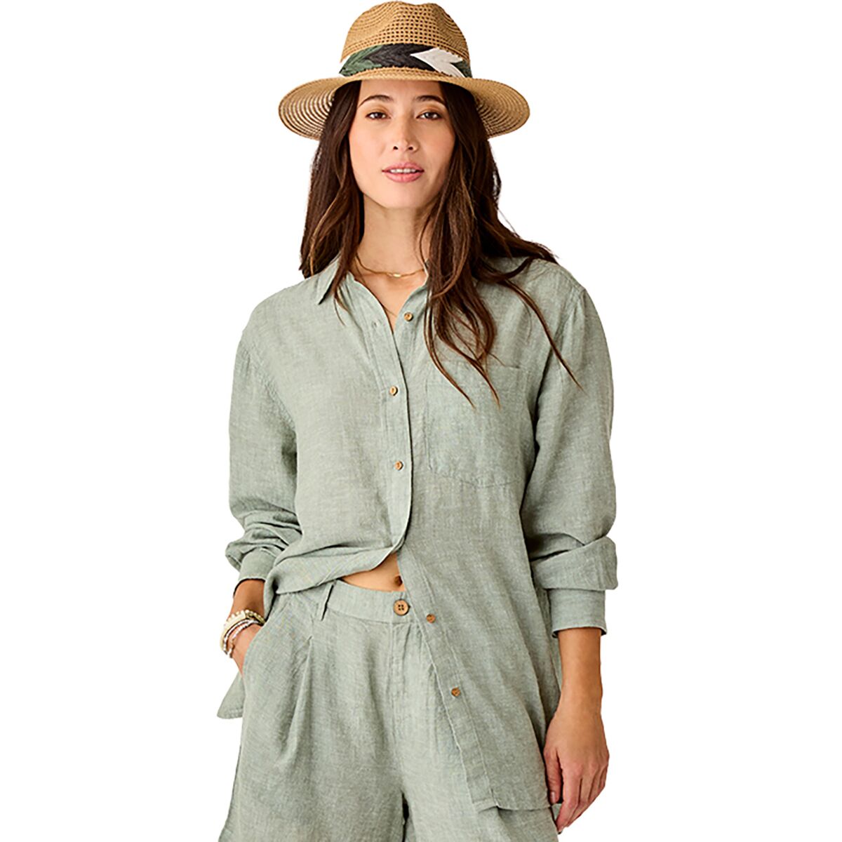 Image of Carve Designs Taylor Linen Tunic - Women's Fatigue Chambray, S
