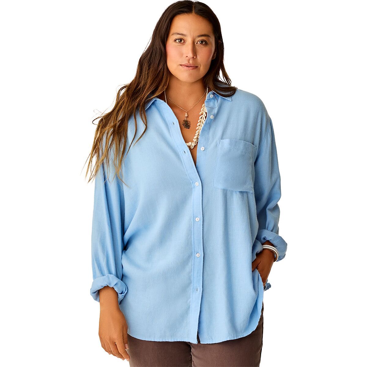 Image of Carve Designs Taylor Linen Tunic - Women's Sky Blue Chambray, XS