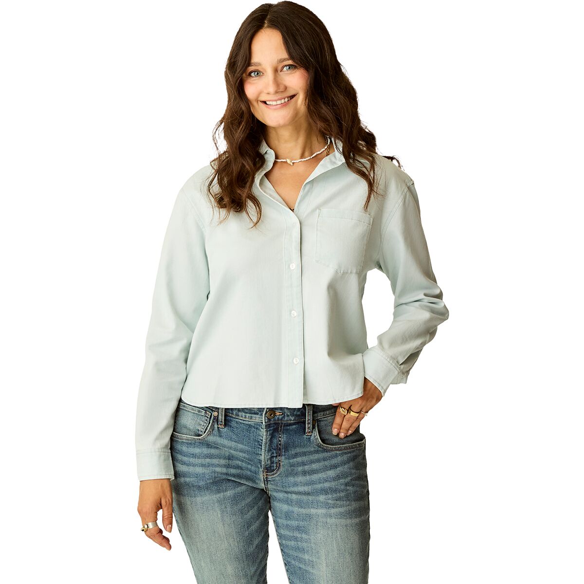Image of Carve Designs Claire Twill Shirt - Women's Light Indigo, XS